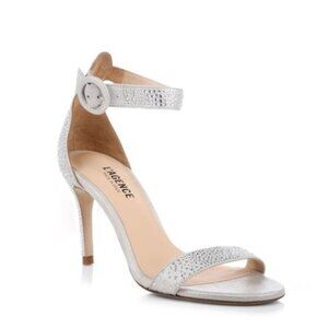 L'AGENCE Rhinbestone Embellished Heel Sandals‎ in Silver, Size 37.5